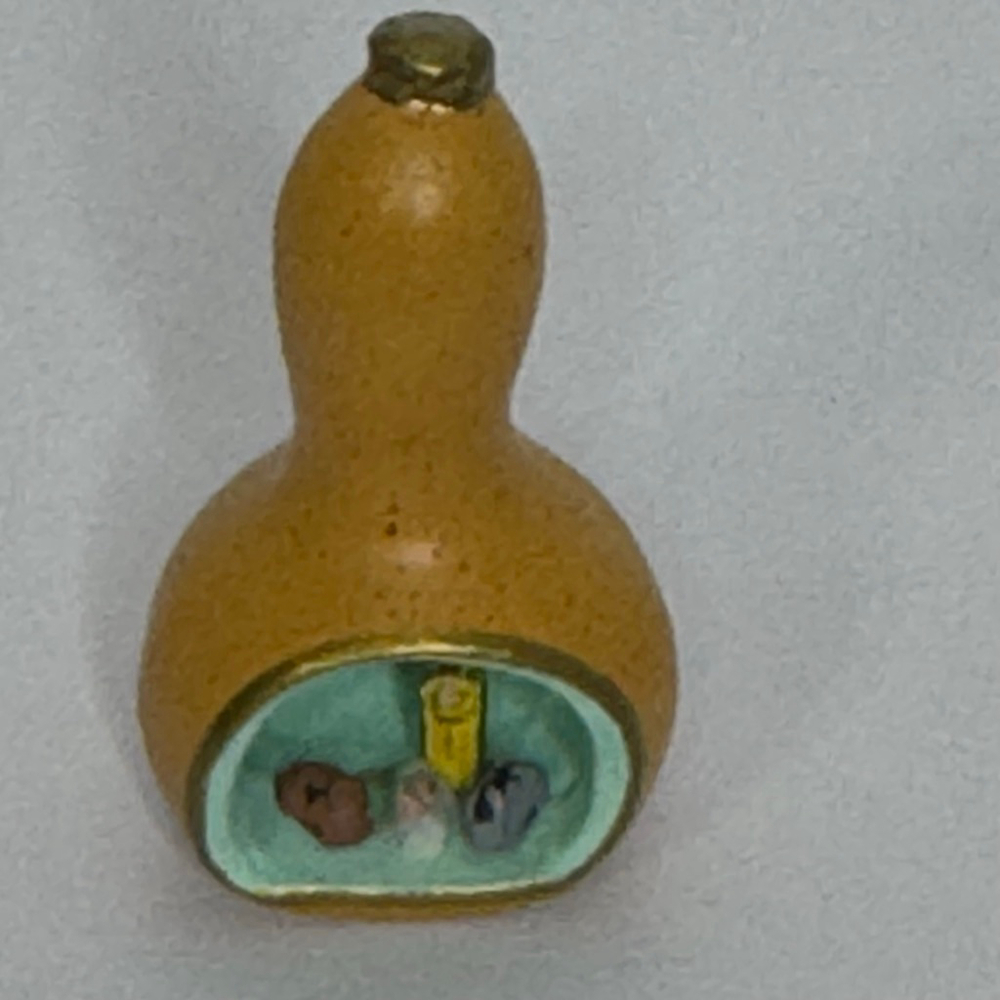 Vintage Carved Gourd Christmas Nativity Scene Folk Art Miniature